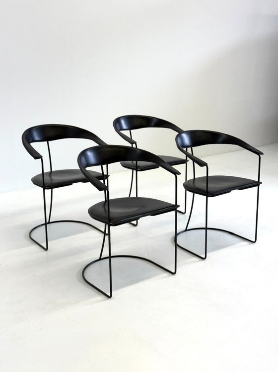 Set di 8 Sedie da pranzo Vintage Arrben Ursala in pelle nera – Leather (photo 11 of 17)