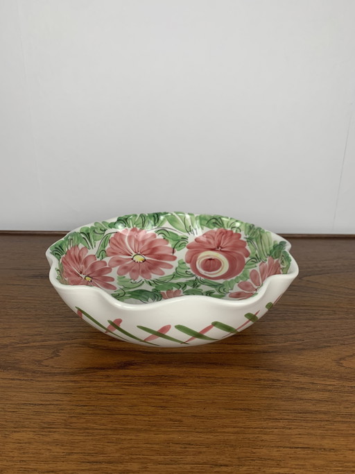 Ensaladera de cerámica vintage con estampado floral