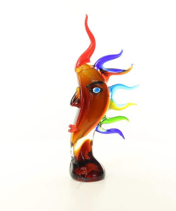 17,2 Pollici Volto di Luna Murano Picasso Stile Sculture in Vetro Arte Soffiata a Mano nuovo – Murano Glass (photo 15 of 15)
