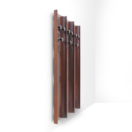 Wall coat rack in curved plywood, 1960s