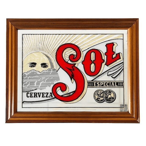 Image 1 of Alter mexikanischer Cerveza Sol Bierspiegel 1960er Jahre