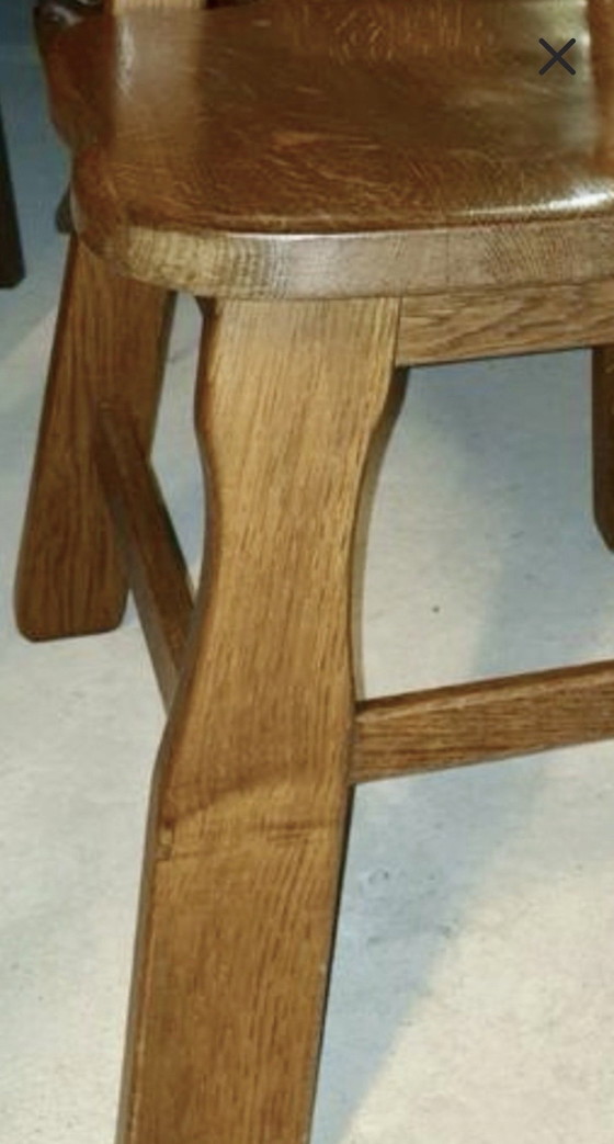 Image 1 of 6 sedie da pranzo in rovere brutalista