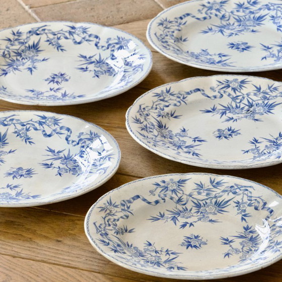 Image 1 of 19th century Sarreguemines "Epine" ironstone plates (5AP)