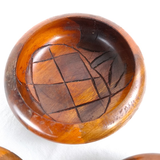 Image 1 of 3 Vintage Wooden Bowls Wood Carving 1970s