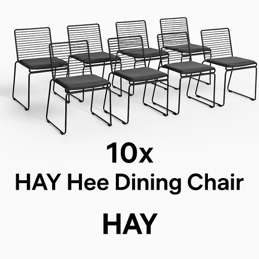 HAY Hee Dining Chairs – Set of 10 + 10 cushions – Black – Beautiful condition