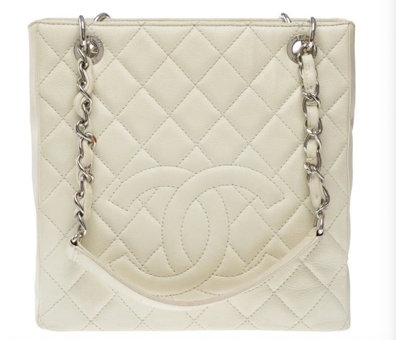Image 1 of Sac CHANEL Petite Shopping Tote en Cuir Beige - 101699 Prix de vente5