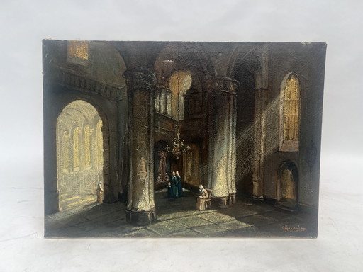 Painting (2): Church in Liège - Adri Visser (1887-1969)