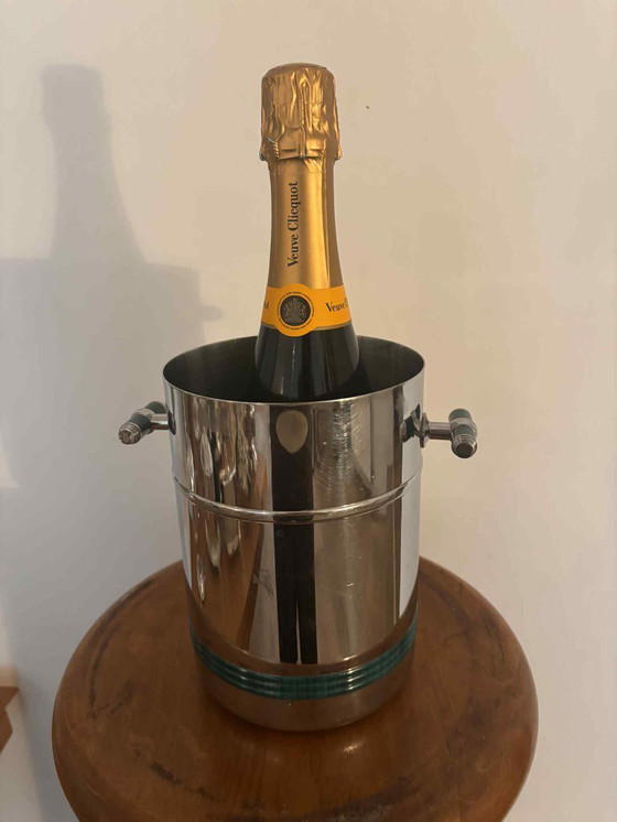 Image 1 of Seau à glace vintage Jean Couzon : refroidisseur à vin et champagne en acier inoxydable français
