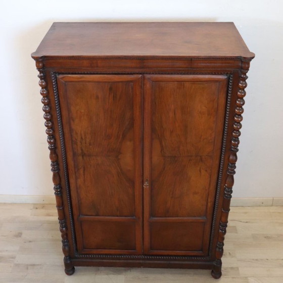 Image 1 of Small antique wardrobe in solid walnut, Italy Mid-19th Century