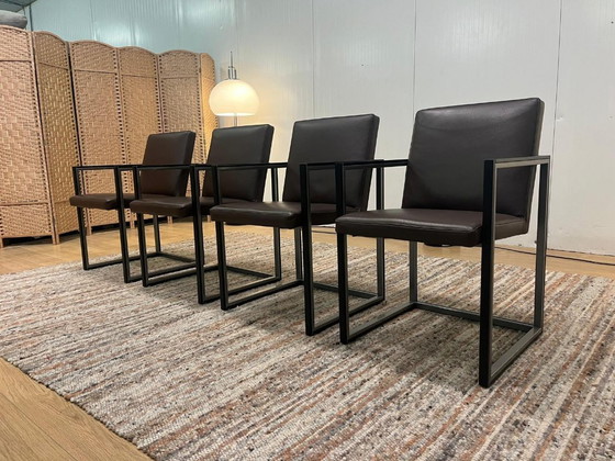 Image 1 of NIEUWSTAAT 4x Leolux Window Eetkamerstoel Leer