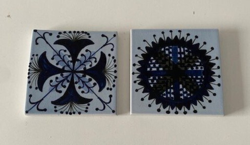 Alumnia Royal Copenhagen 1960 Nils Thorsson 2 azulejos raros de Tenera