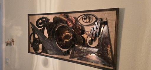 Hendrik Horst wall sculpture – kunst, Metal, Textile