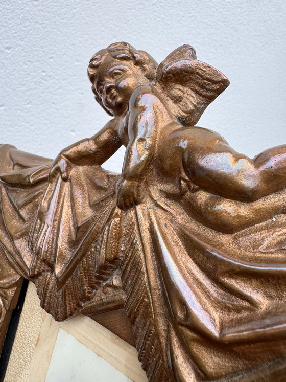 Art Nouveau Bronzen Cherubijn Fotolijst, Fotolijsten, Gold (foto 12 van 15)