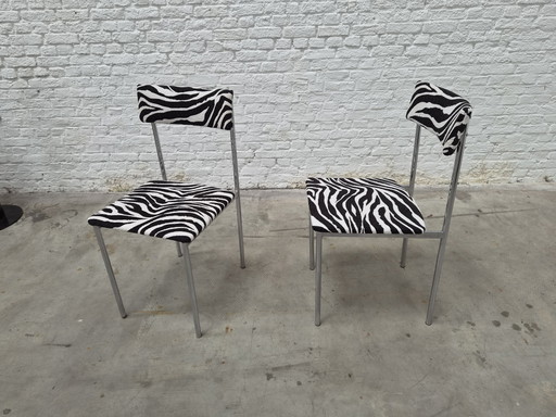 Unieke chromen zebra stoelen set 