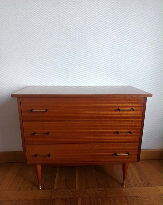 1950s mid-century vintage splayed leg chest of drawers – Wood (photo 3 of 22)