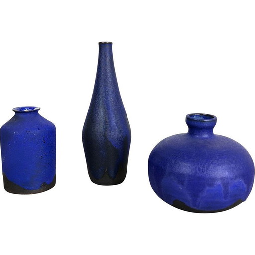 Ensemble de 3 vases d'atelier en céramique vintage par Gerhard Liebenthron, Allemagne 1960