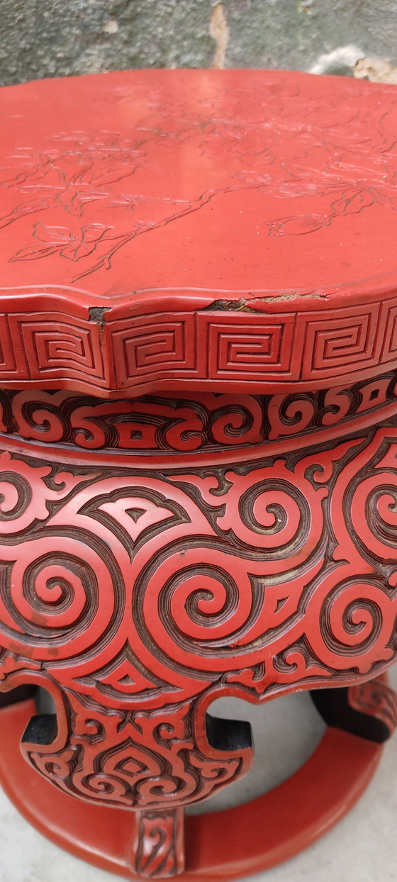 Image 1 of Chinese red cinnabar stool