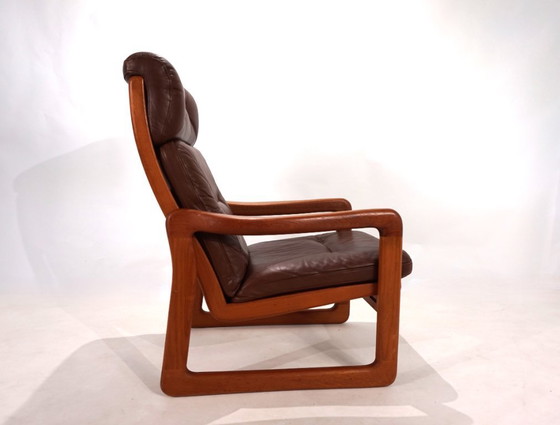 Image 1 of EMC teakhouten leren fauteuil, 1960