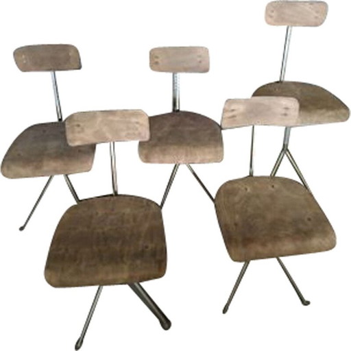 lot of 5 Vintage Chair Odlberg Olson Jean Prouvé Swedish 1960