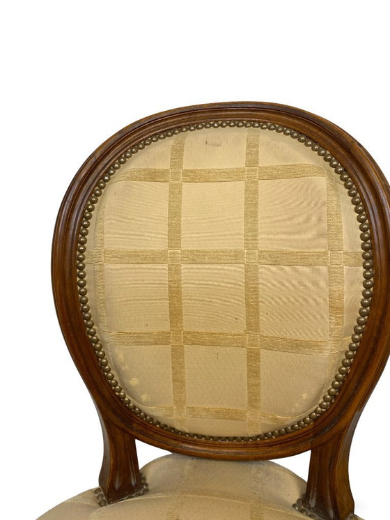 Image 1 of 2x Louis XVI Medaillon Stoelen - XIXe eeuw - Crème/honingkleur
