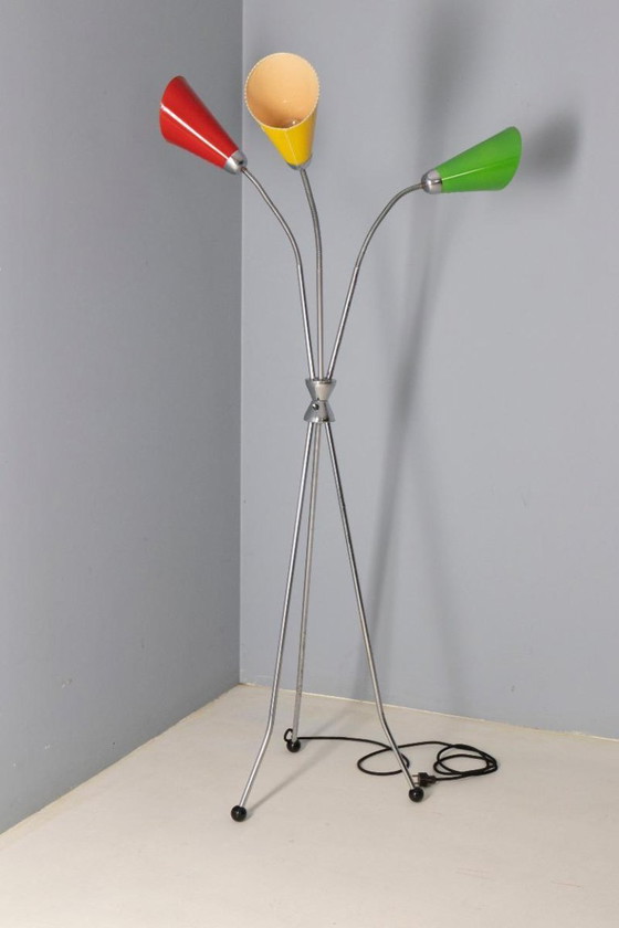 Image 1 of Lámpara de pie de tres brazos, Lidokov, década de 1950-1960, Checoslovaquia