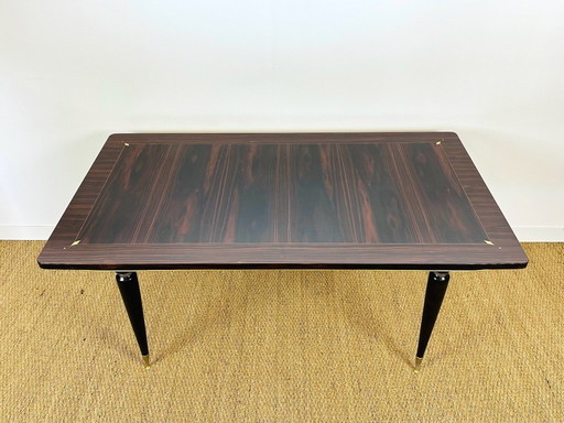 Art Deco eettafel van Macassar ebbenhout, 1940