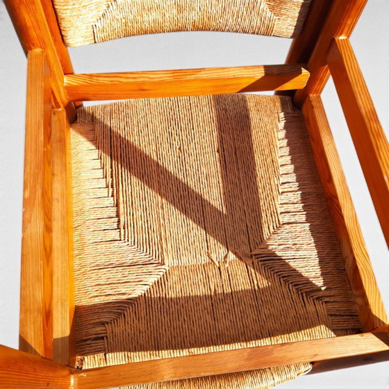Paar Vintage Design Grenen En Biezen Stoelen, Jaren 70 – Eetkamerstoelen, Wicker (photo 14 of 18)