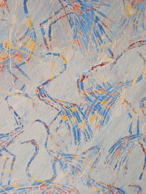 Birds in Blue – schilderijen tekeningen, Canvas