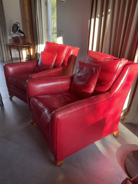2 poltrone di design in pelle rossa – Legno (photo 6 of 6)