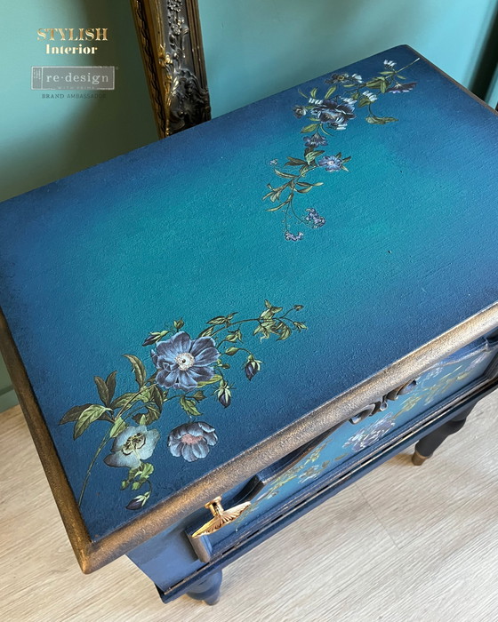 Image 1 of Ensemble de tables de chevet oiseaux bleus