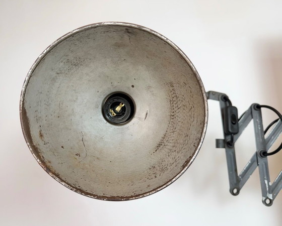 Image 1 of Grijze industriële wandlamp met flexibele arm van Elektroinstala, jaren 60.