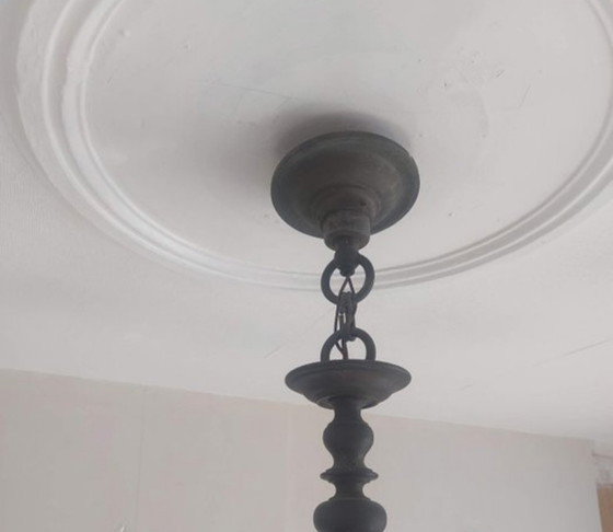 Lampadario in ottone massiccio a 10 bracci, 14 kg, stile fiammingo. – Brass (photo 3 of 5)