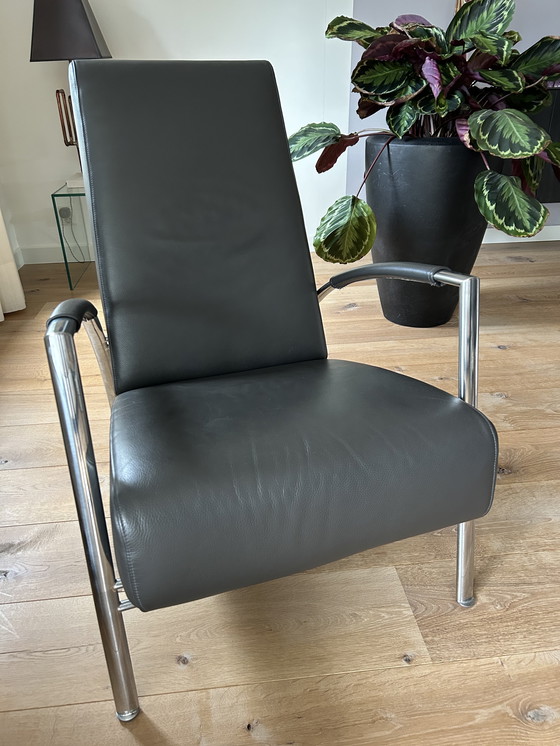 Image 1 of 2 sedie, pelle Harvink De Club color Basalto