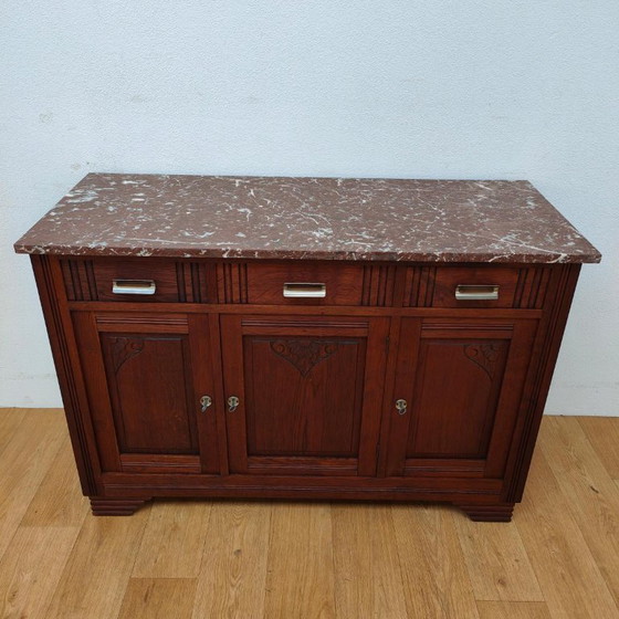 Buffet bas Vintage Ancien Commode Meuble de Salle de Bain avec Plateau en Marbre – Marble (photo 2 of 12)