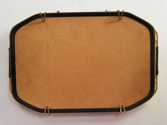 Vintage mirror plateau with gallery – Table accessories, Metal, Rattan (photo 7 of 8)