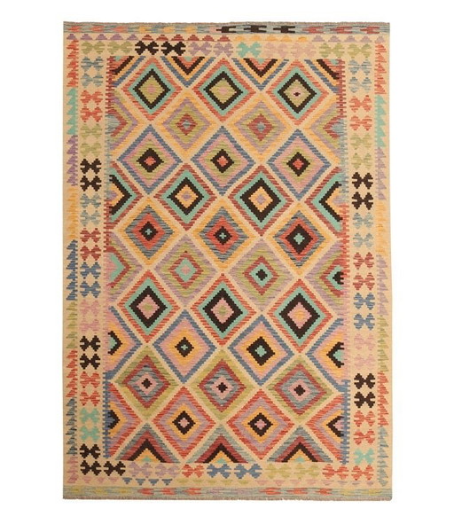 294x202cm Alfombra Kilim Tradicional de Lana Tejida a Mano