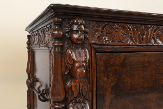 Image 1 of 16th Century Italian Renaissance Cabinet in Walnut with Rich Carvings