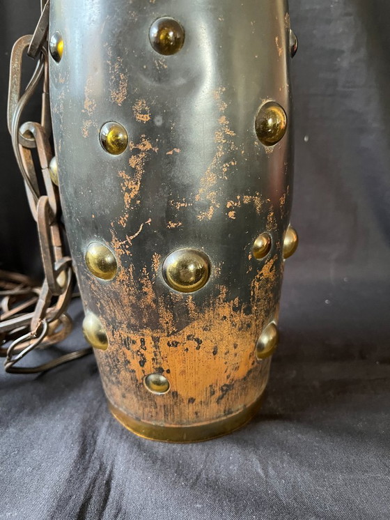 Image 1 of Lampe de plafond moderne du milieu du siècle NANNY STILL pour RAAK en cuivre et verre ambré