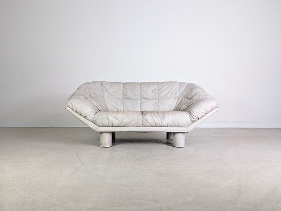 Image 1 of Vintage sofa couch dupe Burkhardt Vogtherr leather two-seater