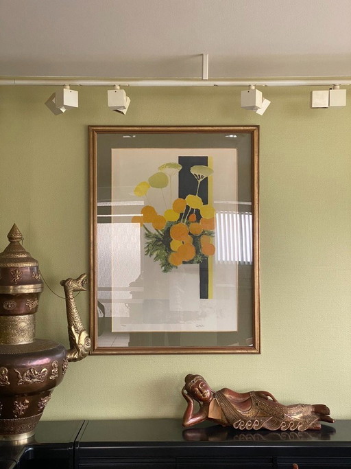 Painting Yellow Dahlias - Cathelin