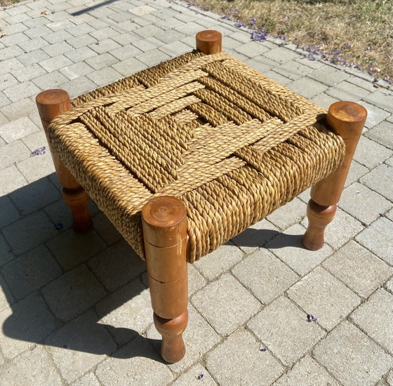 Image 1 of Französischer Seilhocker im Stil von Audoux-Minet, Mid-Century Modern