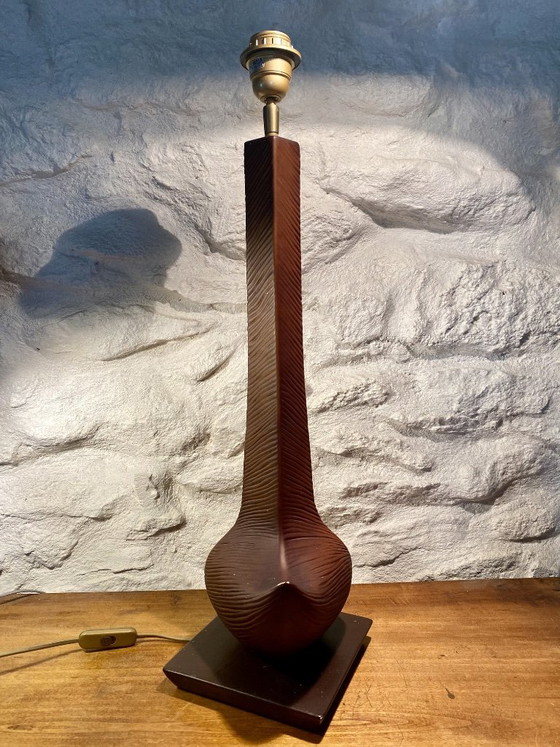 Louis Drimmer signed Table lamp Mid Century Modern brown Ceramic, Wood (photo 2 of 6)