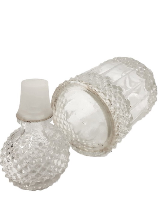 Image 1 of Vintage Pressed Glass Decanter with stopper