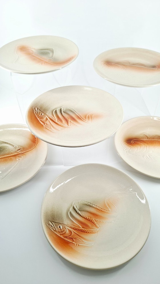 Set van 6 visborden – Saint-Amand aardewerk, vintage jaren 50-60 – saint arnand, Servies, Ceramic (photo 3 of 18)