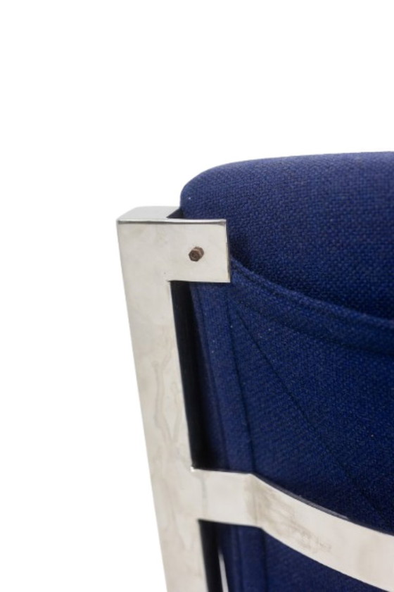 Image 1 of Valérian Rybar Pair of armchairs and pouf in chromed steel. 1970s