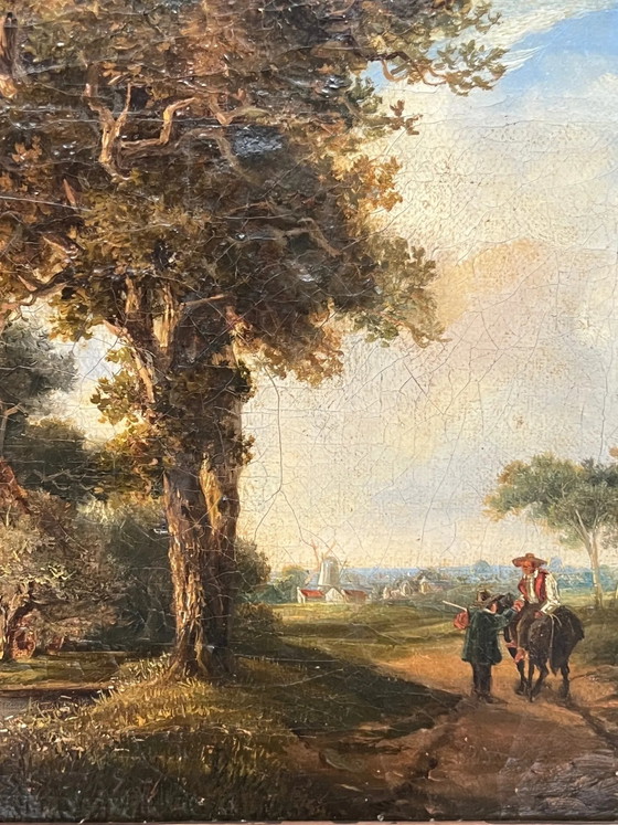 Old painting "The Mill". Oil on canvas. – Paintings & Drawings (photo 4 of 6)