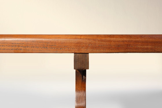 Image 1 of Extra lange massief iepenhouten kloosterbank, Frankrijk ca. 1850