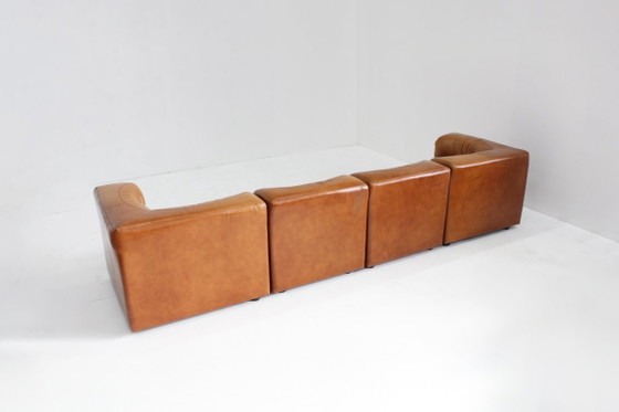 Image 1 of Vintage modulaire bank in cognac bruin leer jaren 70