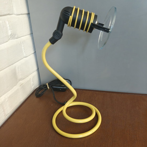 Vintage ESTO 54974 table lamp 1997 – Postmodern Space Age – yellow – Metal, Glass (photo 6 of 12)
