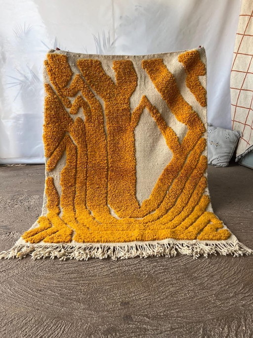 Handgemaakt traditioneel Marokkaans Berberkleed, geel, 150/250 cm – Ahrend, vloerkleden en tapijten, Cotton, Wool